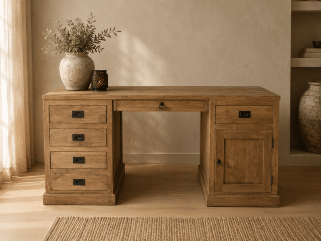 teak houten bureau