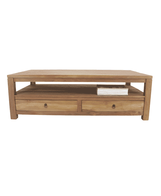 grote teak houten salontafel met lade