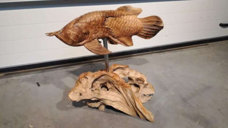 Fish 80x50x70h E225 Wortel Teak Hout 1