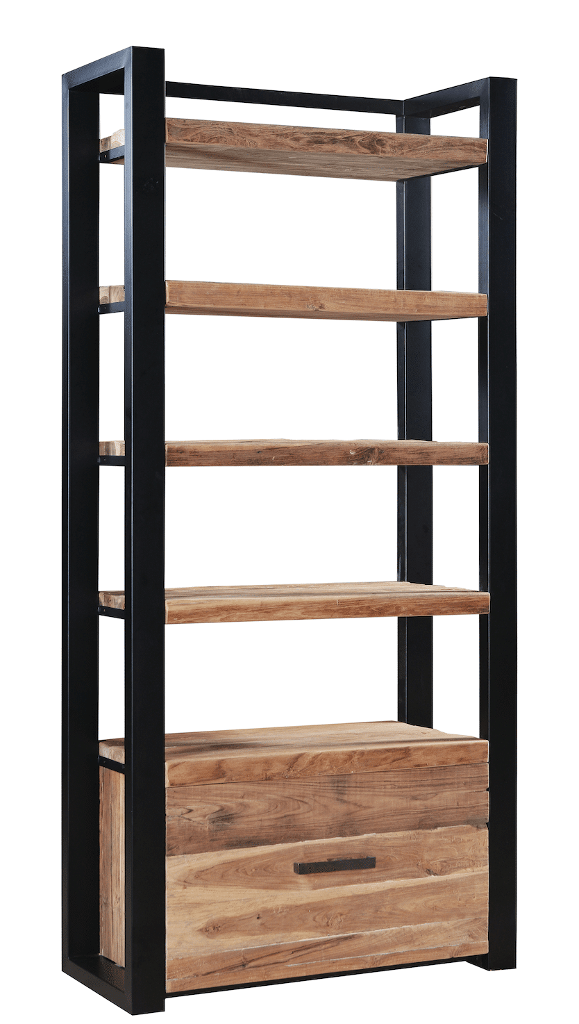Relaxdays boekenrek industrieel met 6 etages, hoog opbergrek, HxBxD