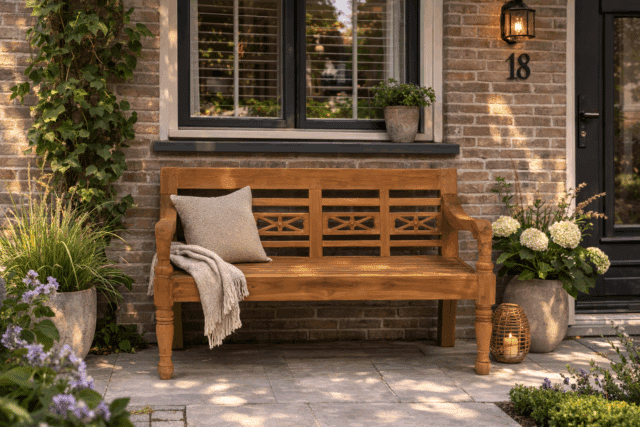 teak houten tuinset met kussens tuinbanken met tafeltje