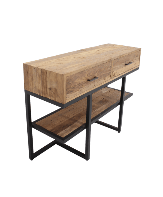 industrieel teakhouten sidetable / haltafel