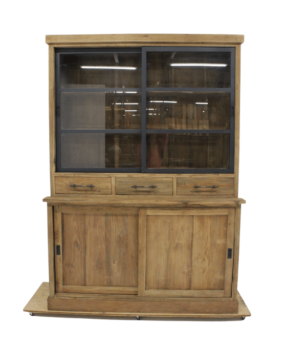 Vitrinekast Met Metalen Schuifdeuren 156x53x22 Cm 1