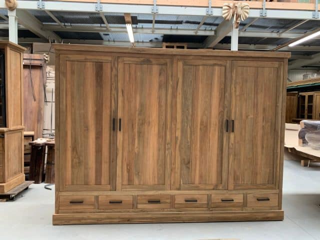 Grote Teak Kledingkast 280x65x210h 8