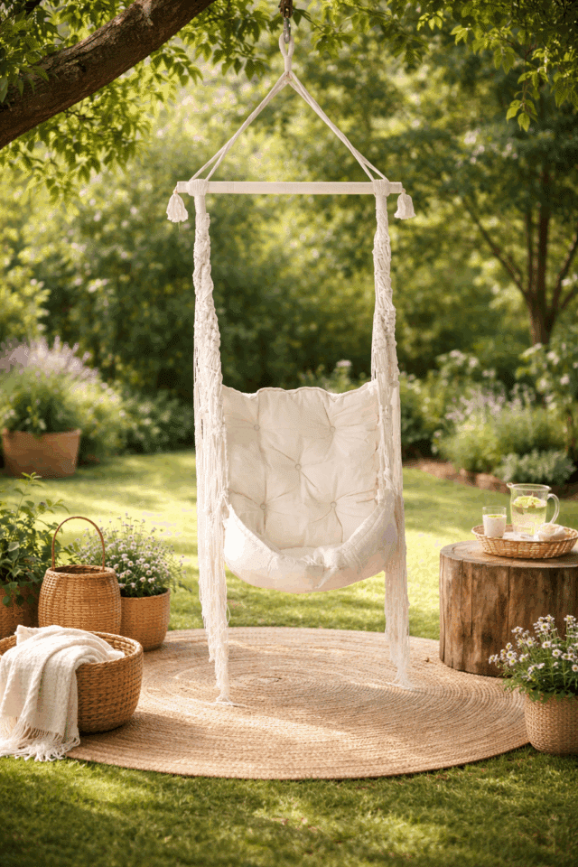 Bali Ibiza schommel wit voor onder de overkapping