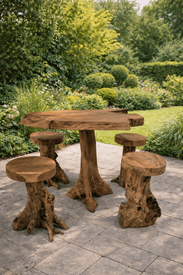 Wortel teak bar set rustieke barset