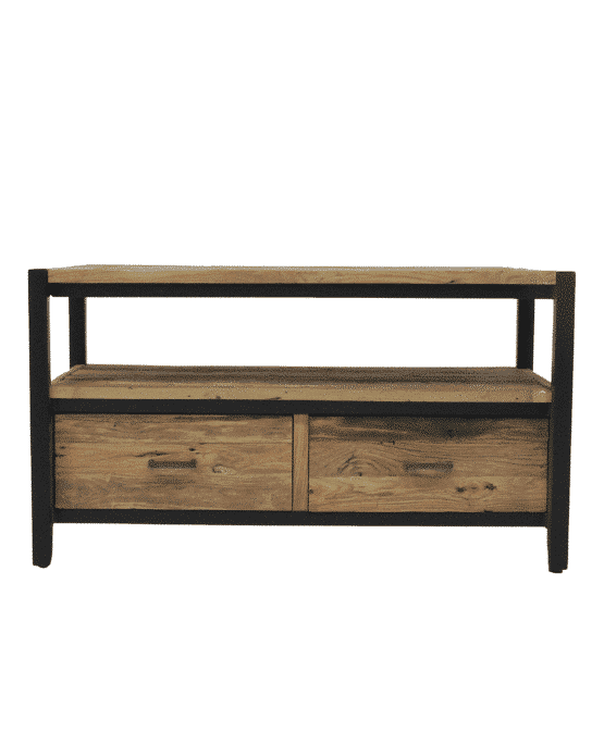 klein teak tv meubel 110 cm industrieel