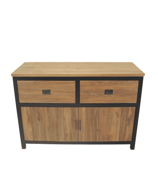 Industrieel teak badkamerkast 120 cm lang