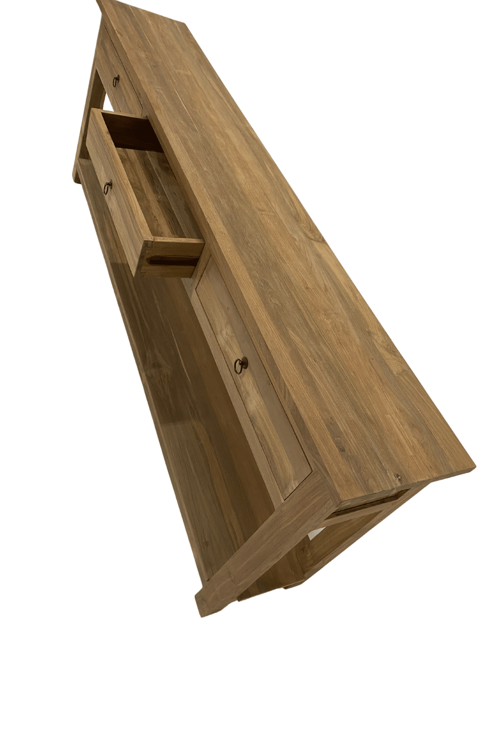 teak houten side table 200 cm met lades