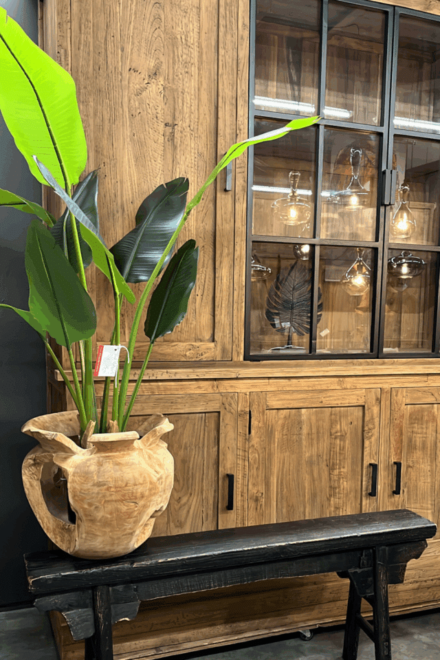 teak houten vaas