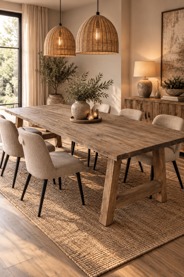 Teak houten eettafel boederijtafel met houten A poten