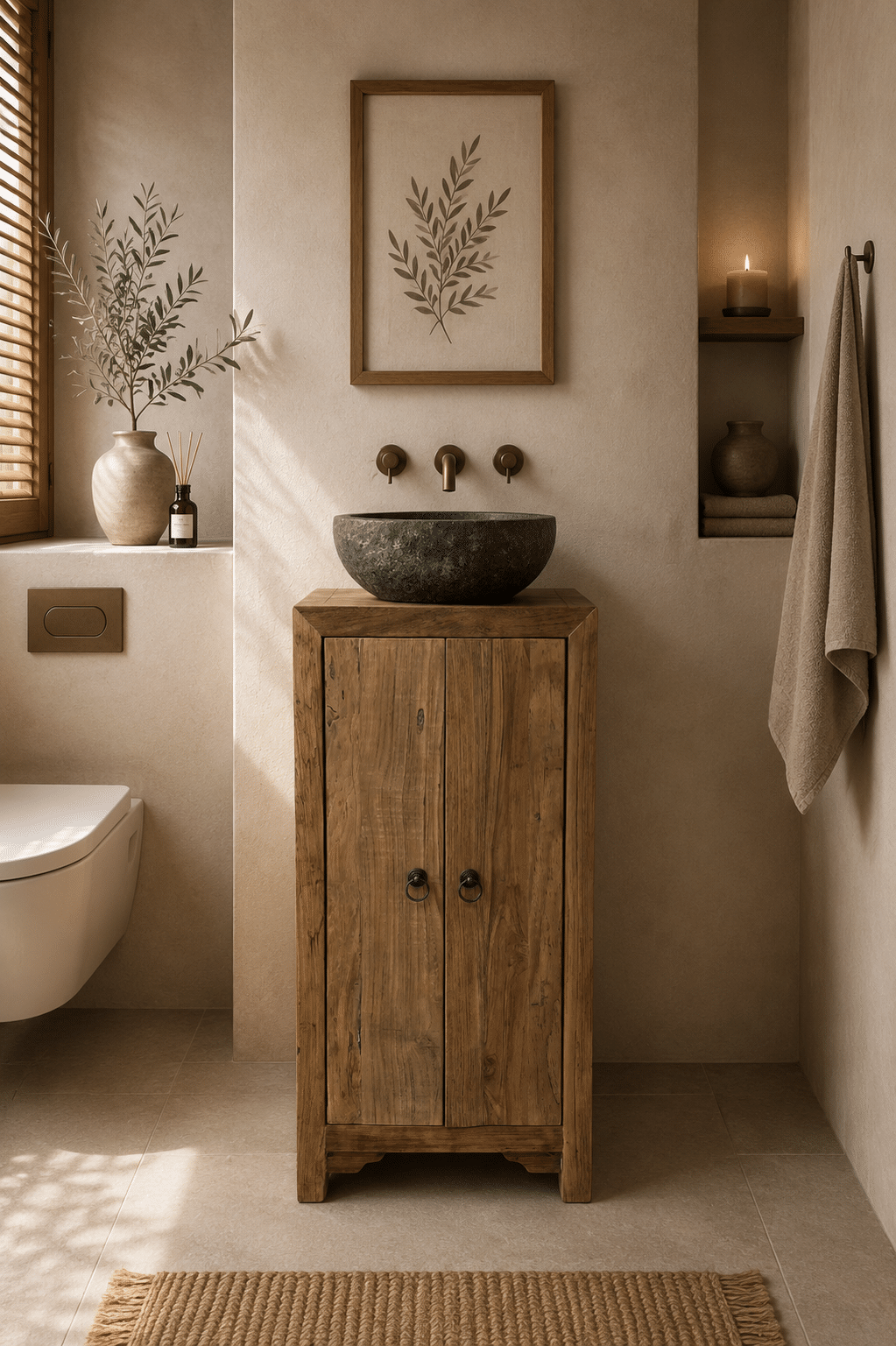 Toiletkastje landelijk teak hout joy Toiletkastje landelijk teak hout joy