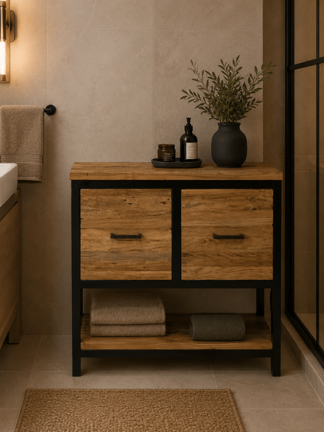 Colsole erosie teak houten badkamermeubel met 2 lade