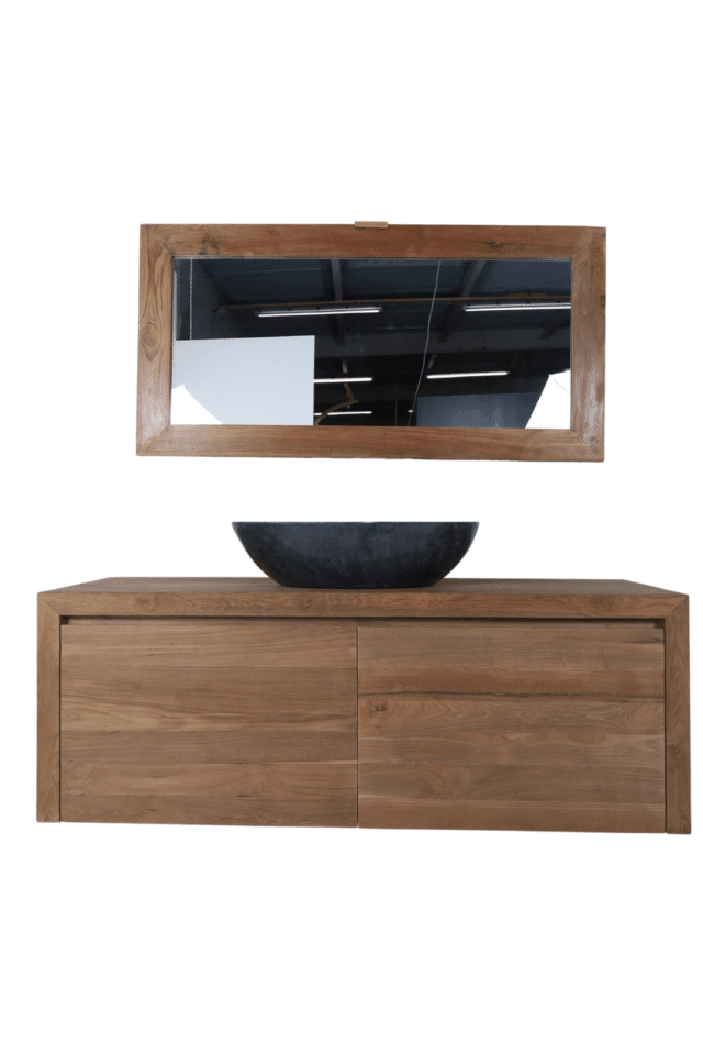 teak houten hangend badkamer meubel 140 cm