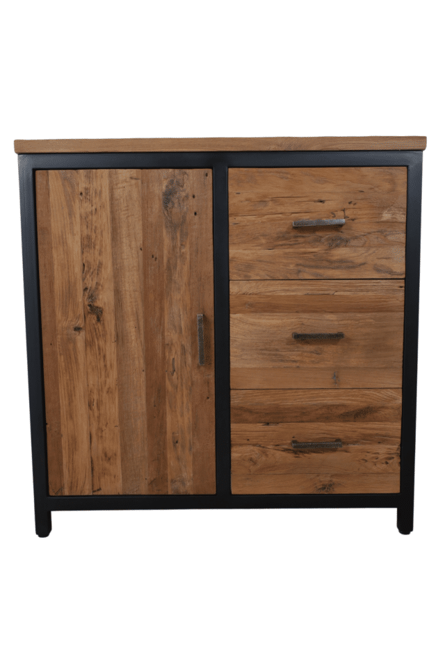 teak houten industrieel gangkastje 80x35x85 cm