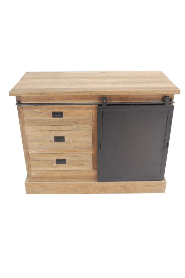 dressoir 120x50x90 cm stoer landelijk met metalen schuifdeur
