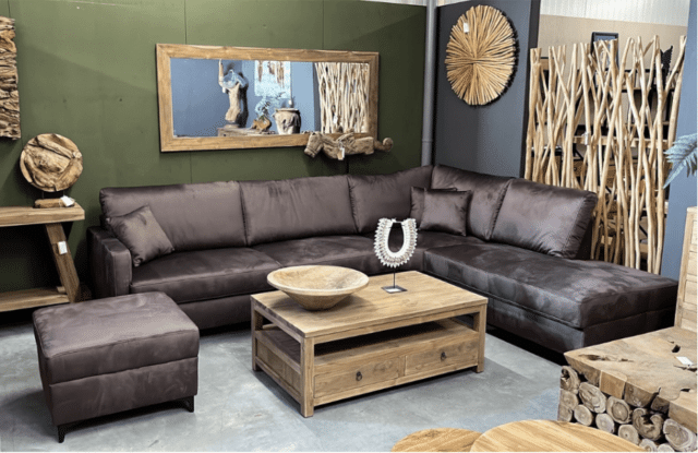 velvet bruine hoekbank 320 x 250 cm