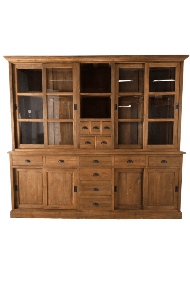 teak houten vitrine buffet kast 250 cm