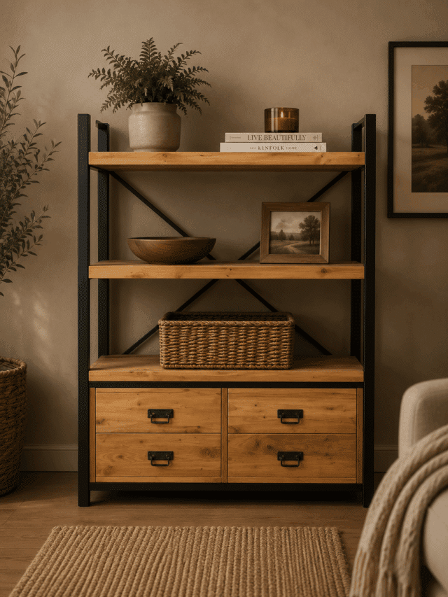 100x40x140-teak houten rek met metaal