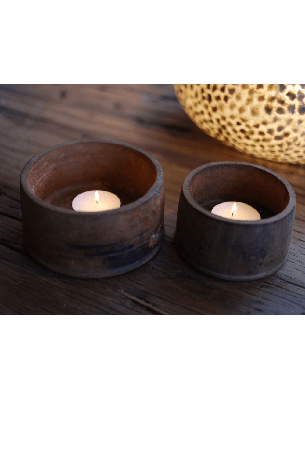 Handgemaakte Houten Theelichthouders Rustiek Home Decor (3, Walnoot Vlek