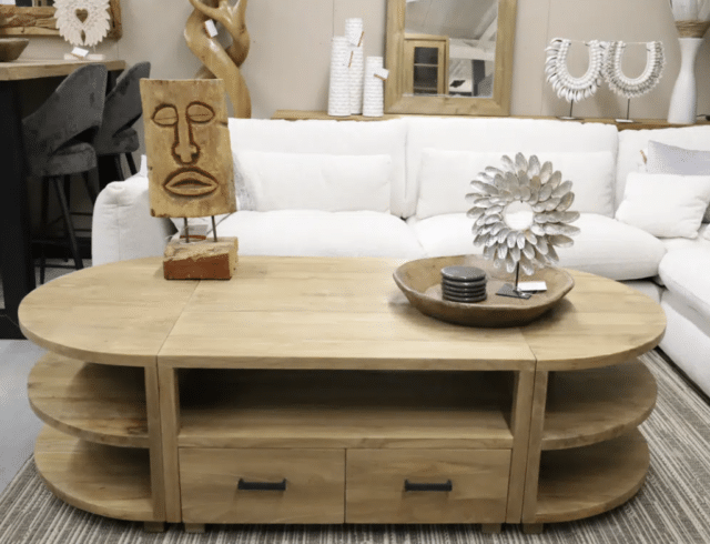 Grote modulaire salontafel teak hout