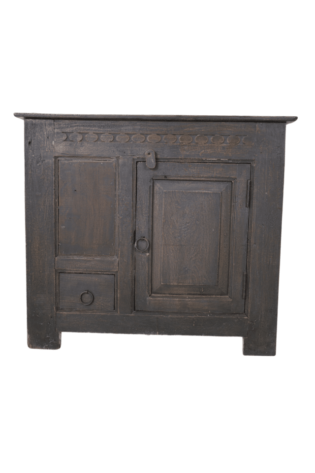 Zwart oud landelijk houten kastje 80x45x70 cm