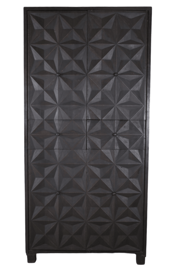 Zwarte houten opbergkast met deuren en lades 110x45x225 cm