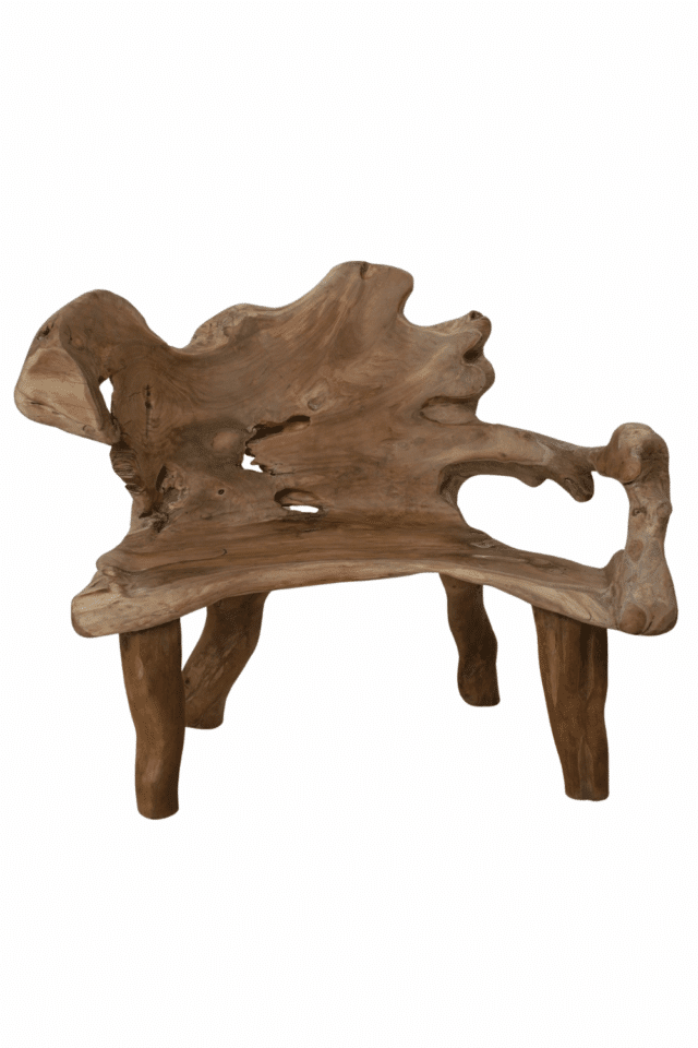 Teakhouten stoer robuuste tuinbank wortelteak bank 130x60x104cm