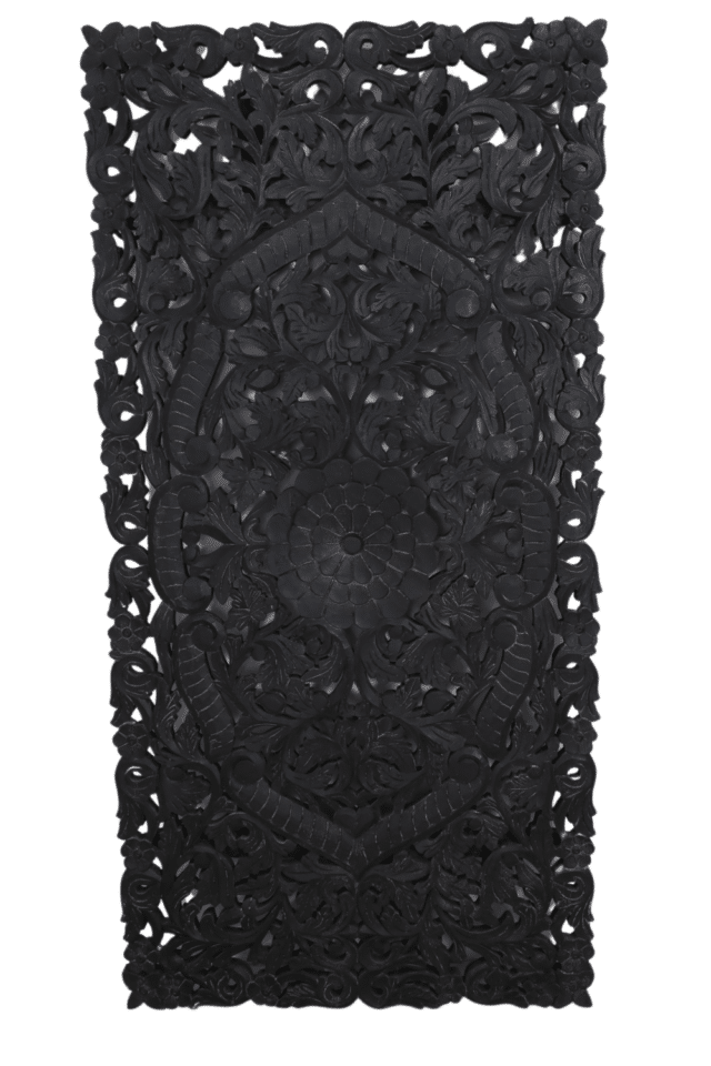 Wanddecoratie zwart houtsnijwerk 153x78 cm nr 63