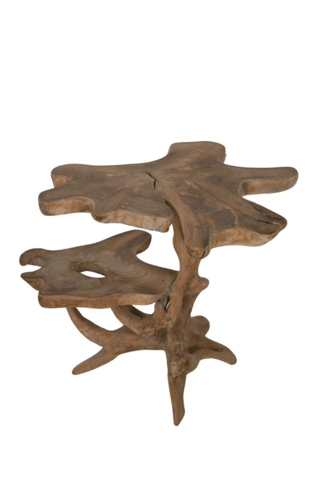 Wortel teak bijzettafel etagere 95x76x70 cm