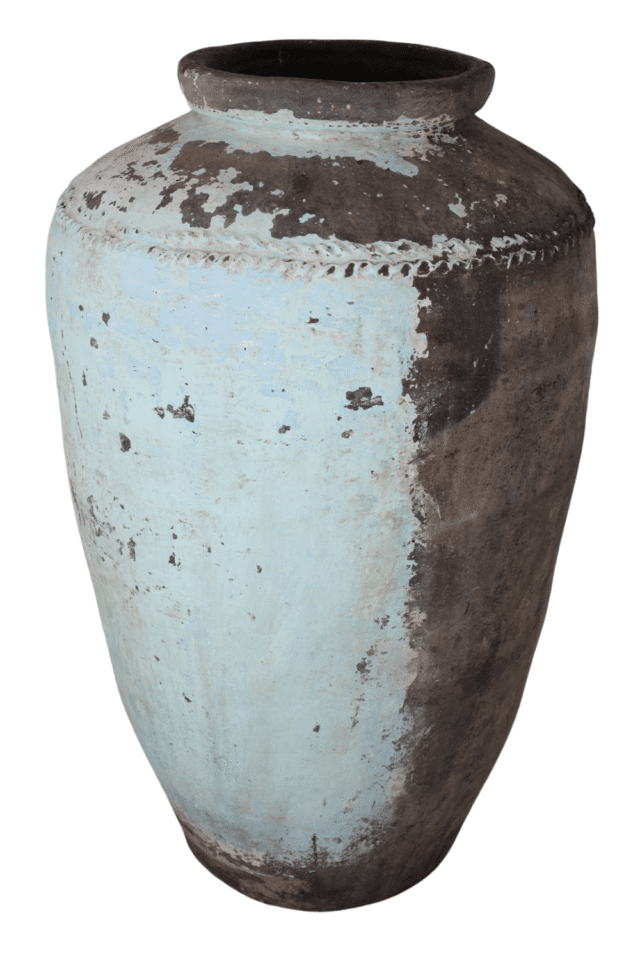oude grote kruik turquoise