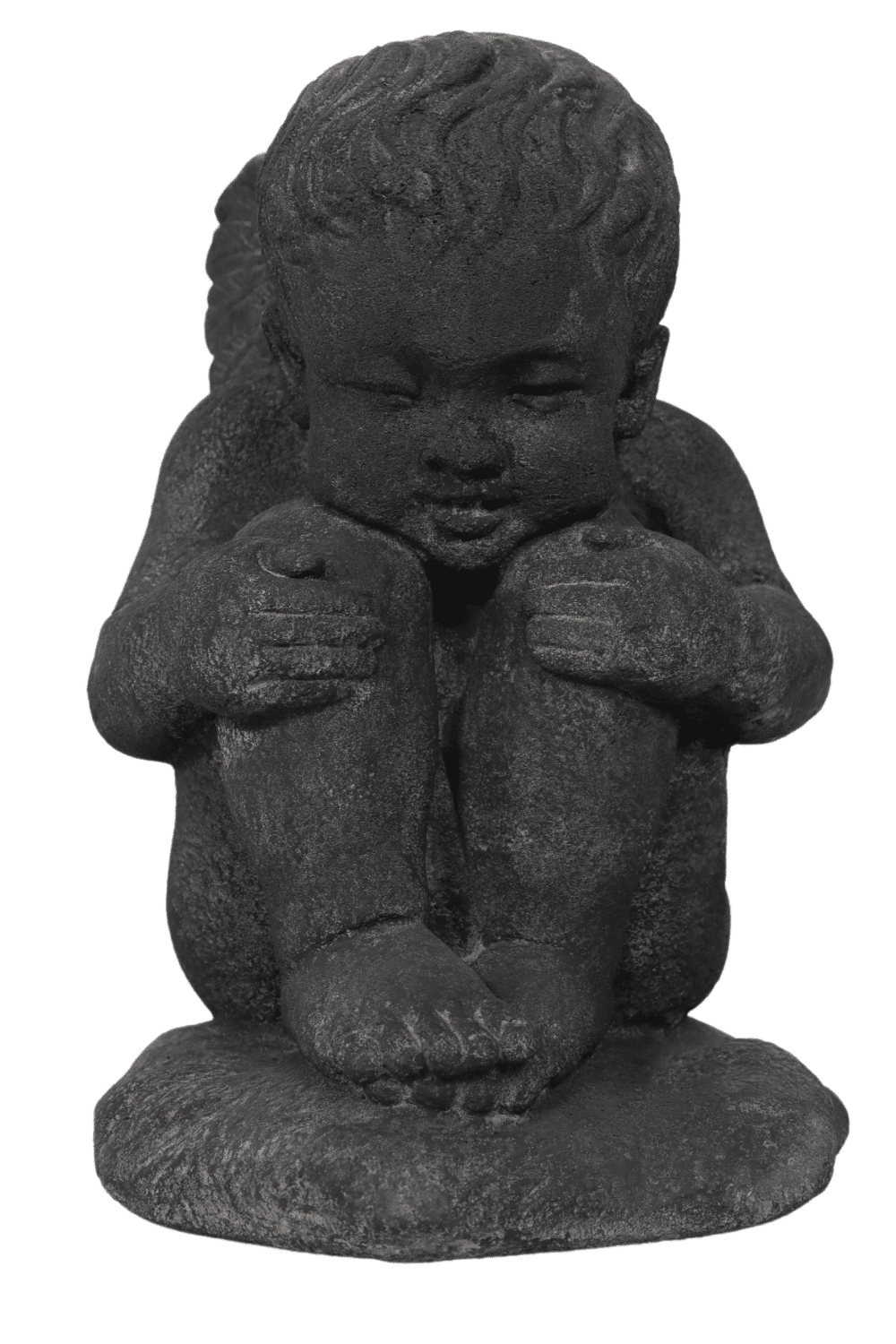 Large sculpture Angel with flowers | White concrete