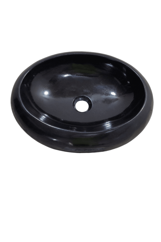Donut ovale zwarte andesiet wasbak 45x35x12 cm