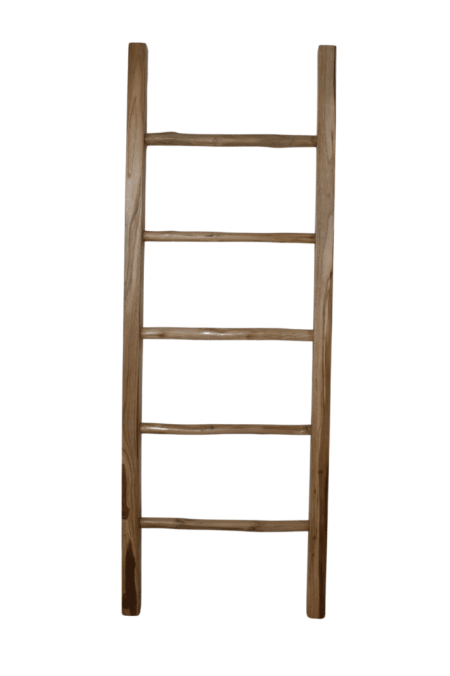 teak houten trap, ladder voor in de badkamer