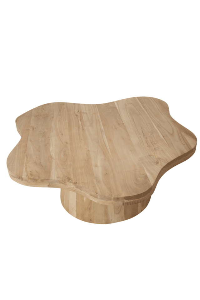 Organische licht houten salontafel bloem vormig acacia hout 90x90x43 cm