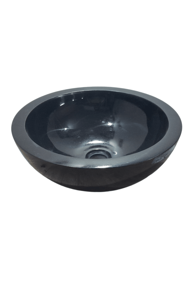 Rond zwarte wasbak natuursteen andesiet 40x40x15 cm