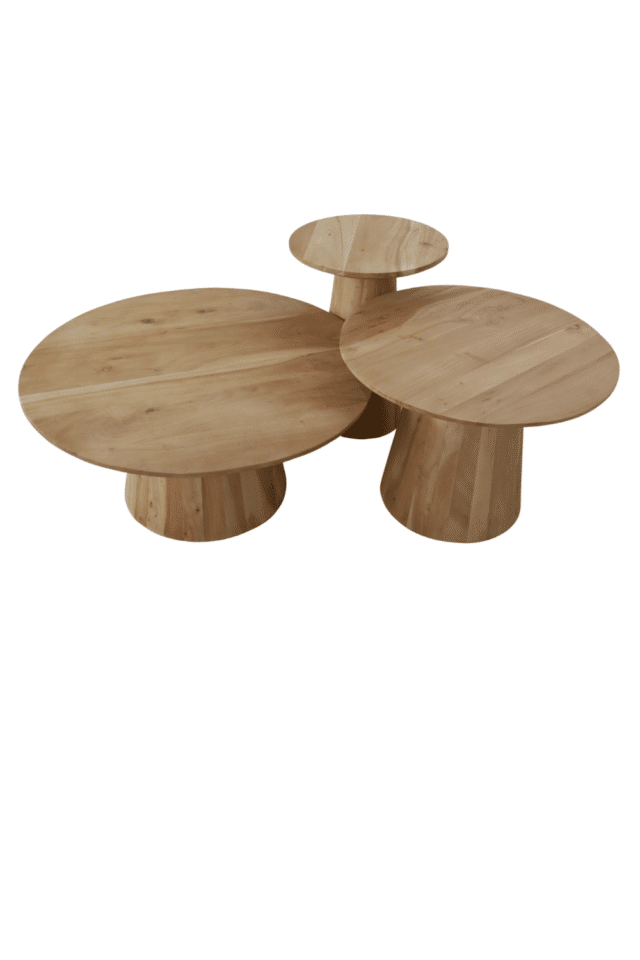 Ronde salontafel set acacia gebleekte eiken look