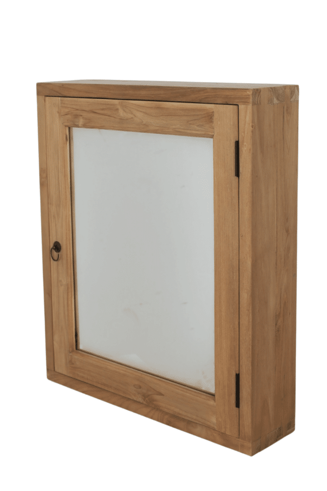 Teak houten spiegelkast met 1 deur 60x15x70 cm