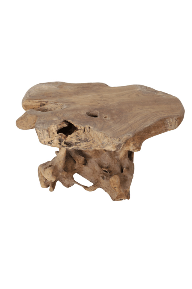 Stoere grove teak wortel salontafel 85x64x46cm