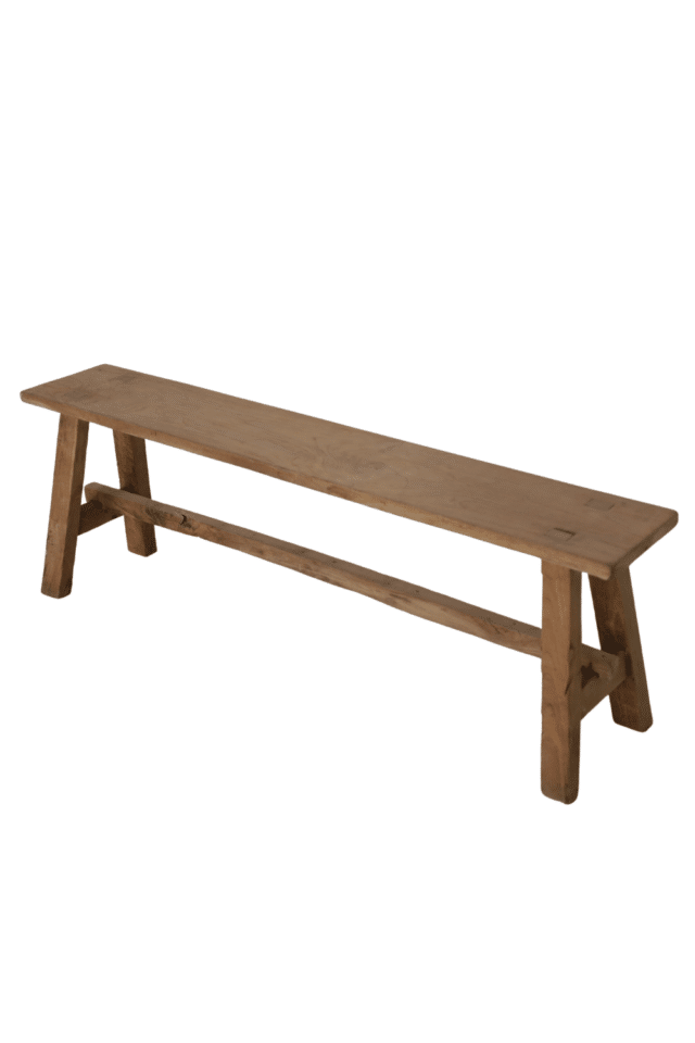 Teak houten bankje 140x25x45 cm oud hout