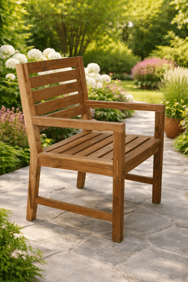 Teakhouten tuinstoel geborsteld