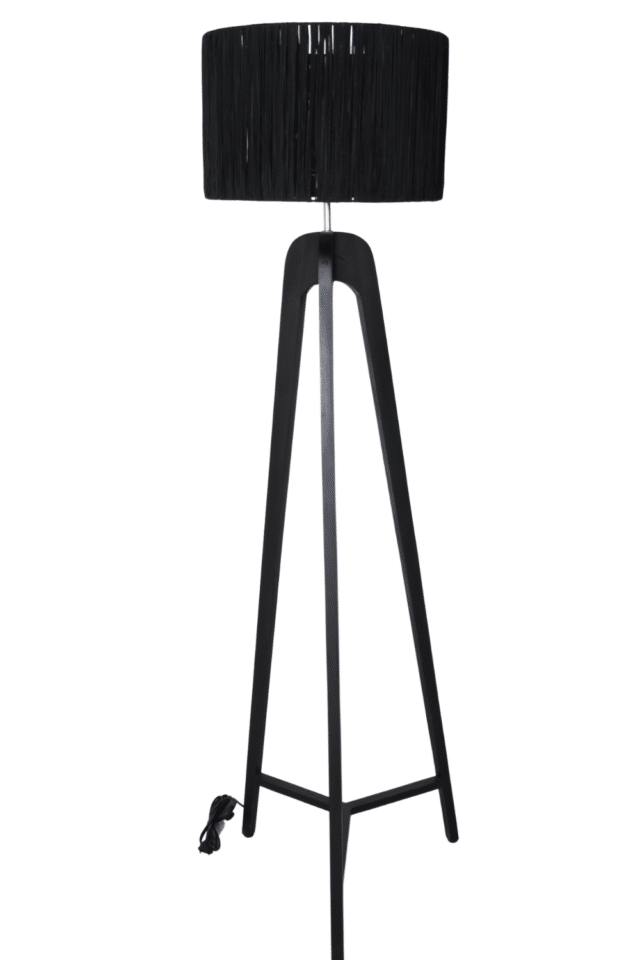 Zwarte houten lamp minimalistische en strak 45x45x160 cm