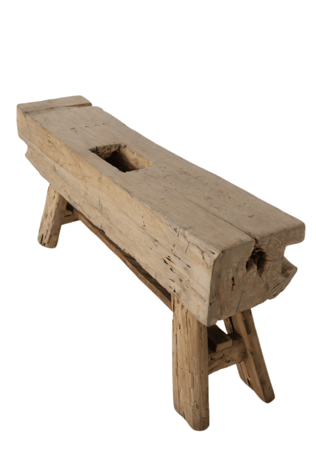Oud houten bankje van een oude balk 100 cm