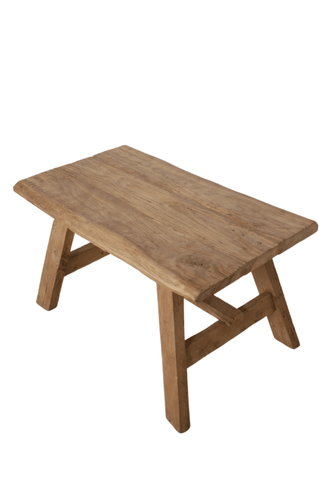 Teak houten salontafel oud hout grof rechthoekig 90x55x51 cm