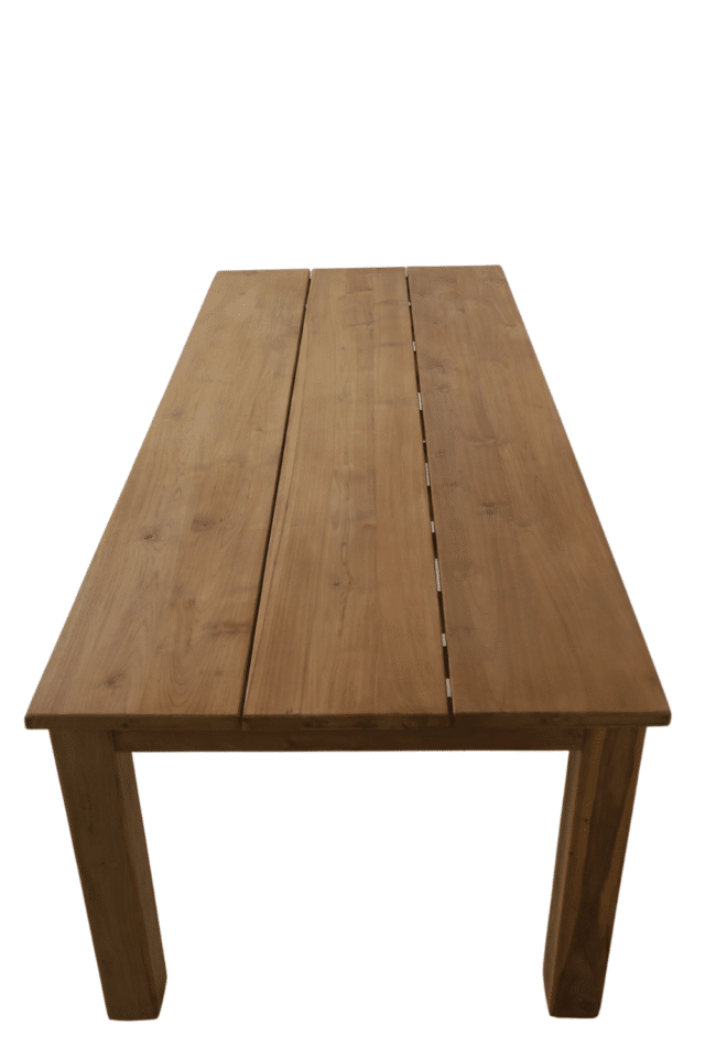 Teakhouten tuintafel met 3 brede planken