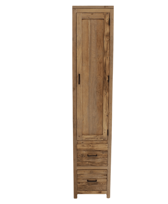 ruw teak houten hoge badkamerkast 40x40x200 cm