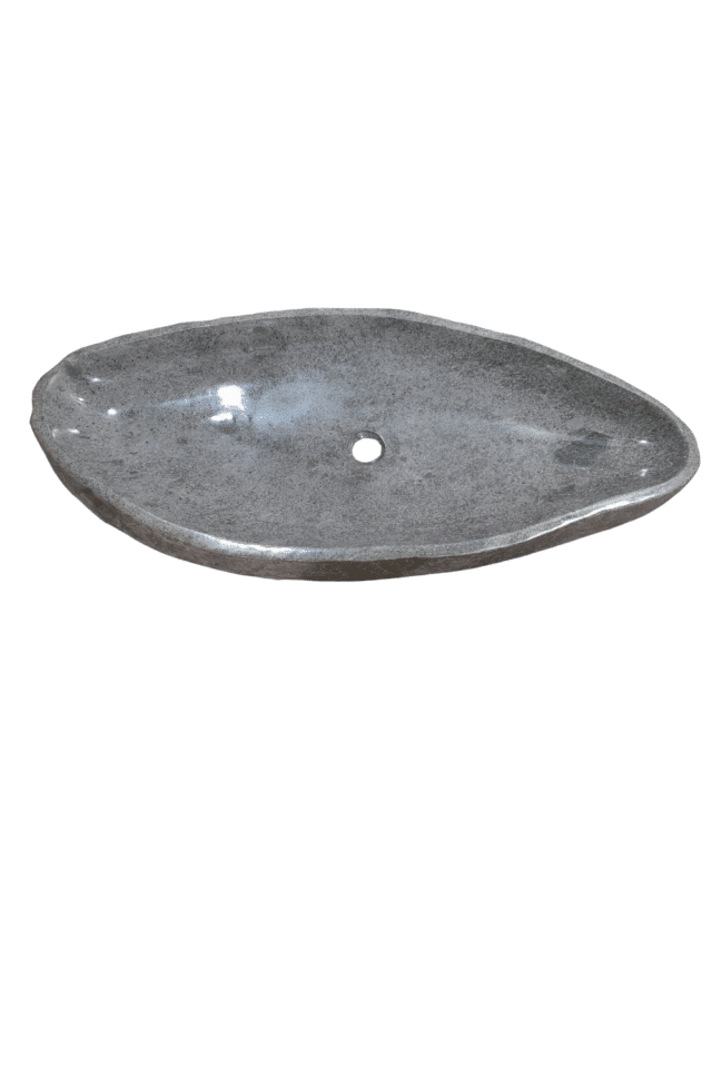 Natuurstenen rivierkei wasbak 104x46x10 cm landelijke stoere wasbak