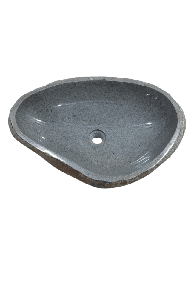 Natuurstenen rivierkei wasbak 61x42x15 cm