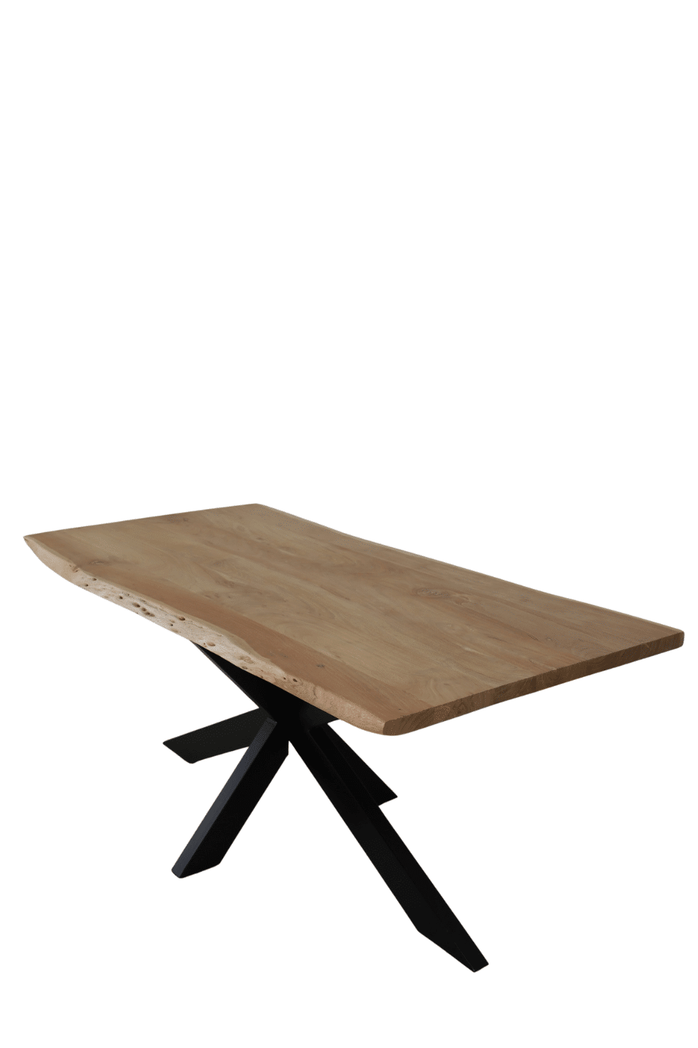 goedkope boomstam tafel 180 cm eiken look van mango acacia hout met zwart metalen poot