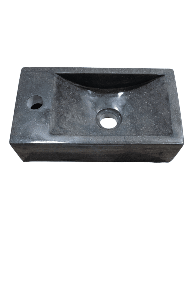 Grijze marmere toilet wasbak rechthoekig met kraangat 36x20x10 cm